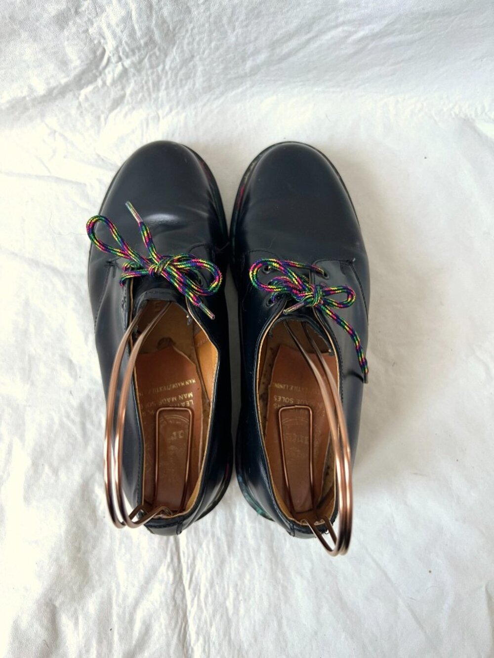 Dr Martens shoes 1461 oxfords UK 5 US 7 black leather double stitched rainbow - Picture 5 of 15